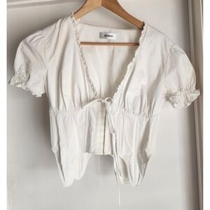 Guizio Puff Sleeve Corset Top S White